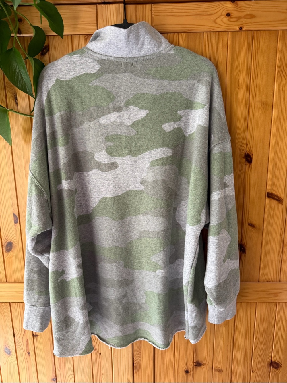 aerie Sunday Soft Green Camo quarter zip - Picture 2 of 3